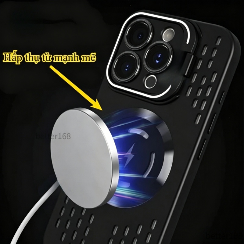 Ốp điện thoại giá đỡ từ tính tản nhiệt cho iPhone  17 16 Pro Max 15 14 13 12 Pro 11 Max Vỏ mềm chống vân tay chống rơi