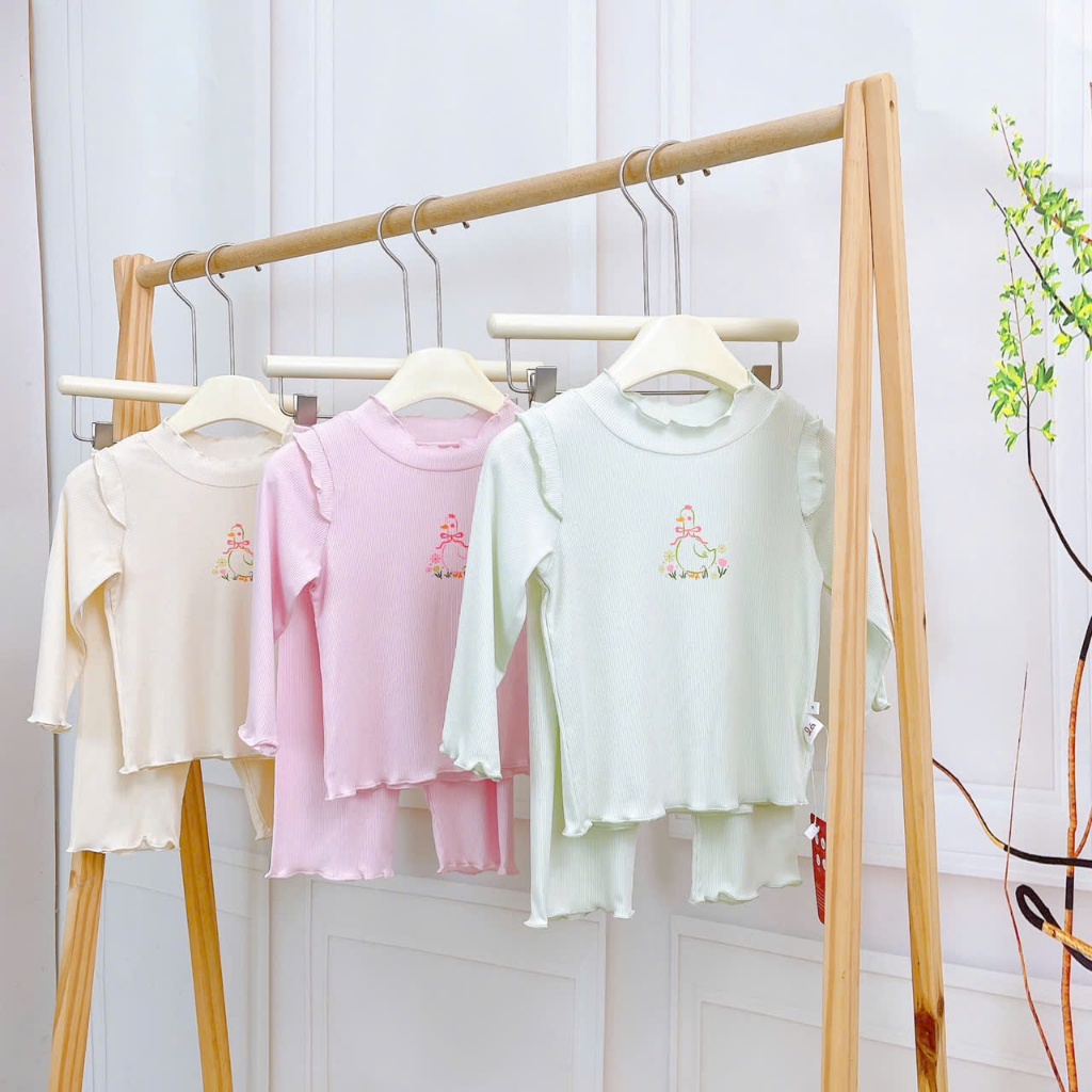 Đồ bộ dài tay bé gái sợi sồi Modal Lá Homewear LEZ01, bộ thun tăm cao cấp mềm mát mịn co giãn