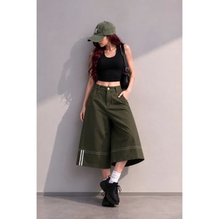 Quần Short Gladimax  Kaki LINE221 Form Rộng Ống Suông Che Dáng Streetwear Cá Tính Có 7 Màu