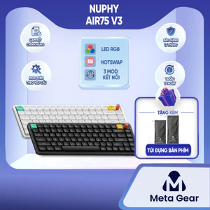 Bàn phím cơ không dây Nuphy Air75 V3 - Bàn phím bluetooth, Low profile siêu mỏng, 3 mode kết nối, Núm xoay