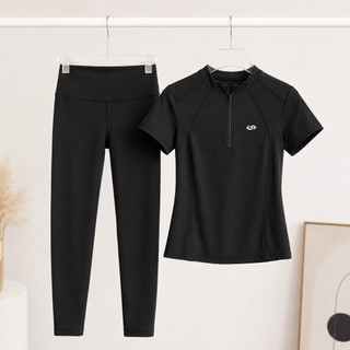 Bộ thể thao nữ cao cấp áo tập gym tay ngắn quần legging ôm body co giãn thoáng khí solaFit 2235