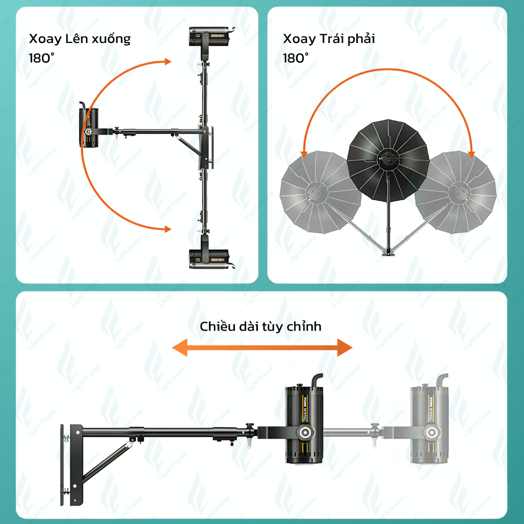 Tay treo đèn gắn tường 110cm - 137cm - 180cm chịu tải cao (Loại tốt)