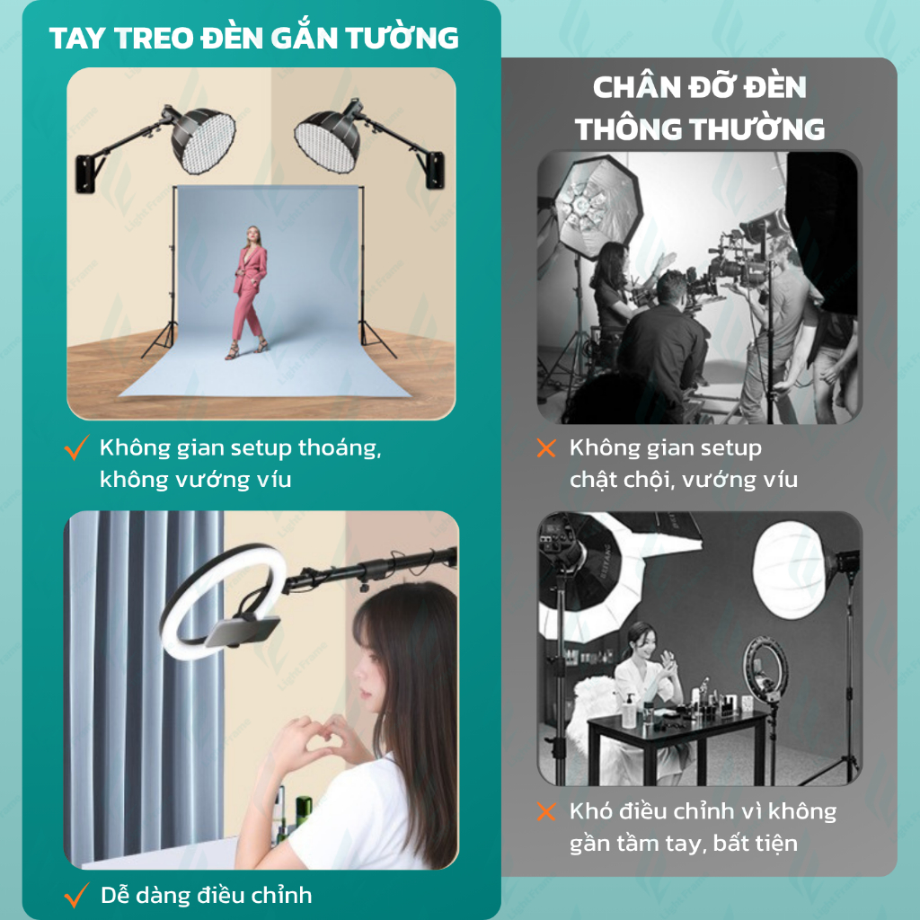 Tay treo đèn gắn tường 110cm - 137cm - 180cm chịu tải cao (Loại tốt)