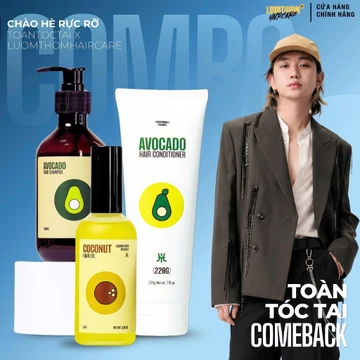 Combo Gội xả Biotin & chống khô xơ: Dầu gội Bơ 280ml + Dầu xả Bơ 280ml + Dưỡng tóc dầu Dừa 100ml