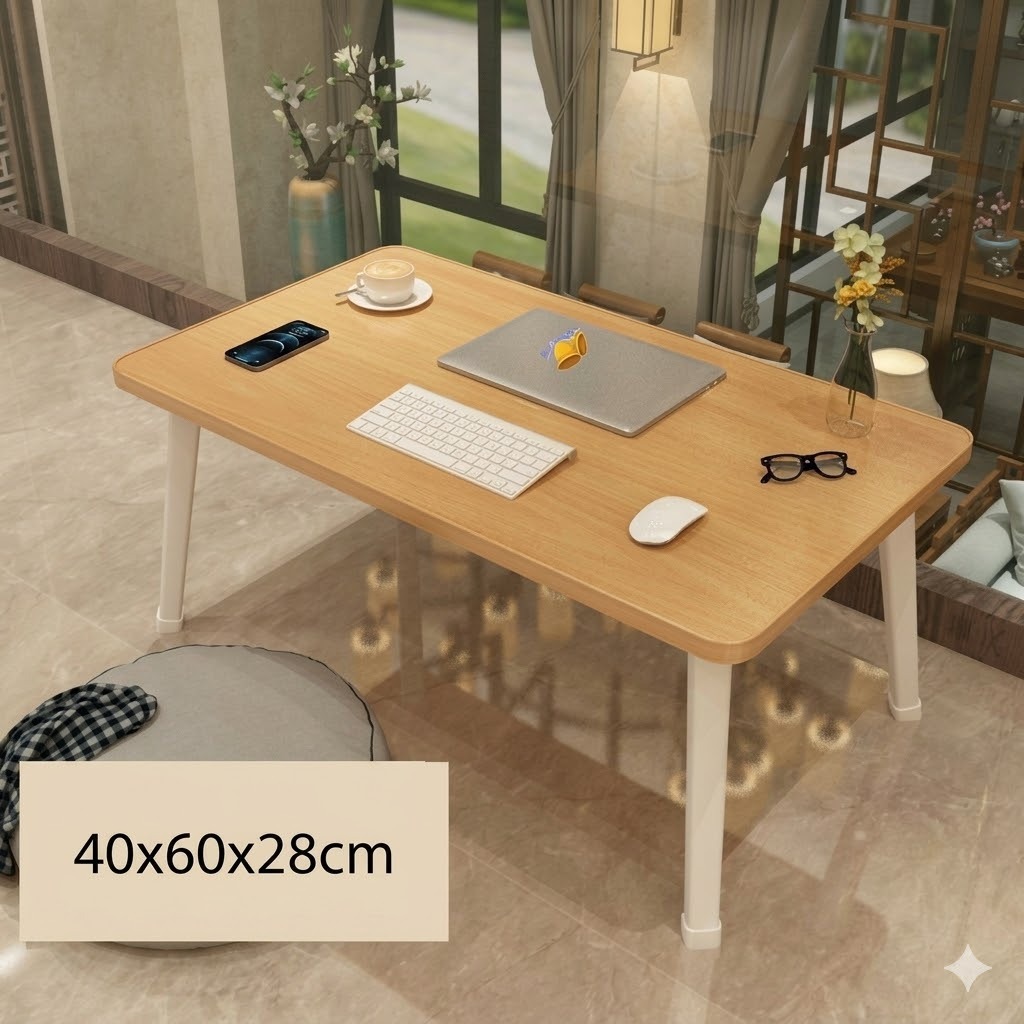 Bàn học gấp gọn ngồi bệt mini mặt gỗ chân nhựa thông minh xếp gọn kích thước 40x60x28cm NAVACO