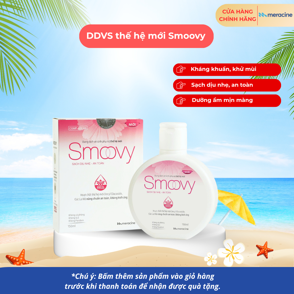 (Che tên) Dung dịch vệ sinh phụ nữ Smoovy thế hệ mới sạch dịu nhẹ, an ...