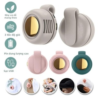 Quạt Cầm Tay, Kẹp Áo Không Cánh Mini - Sạc USB – Quạt Đeo Eo/Đeo Người Siêu Mạnh, Pin Sạc, 3 Cấp Độ Gió