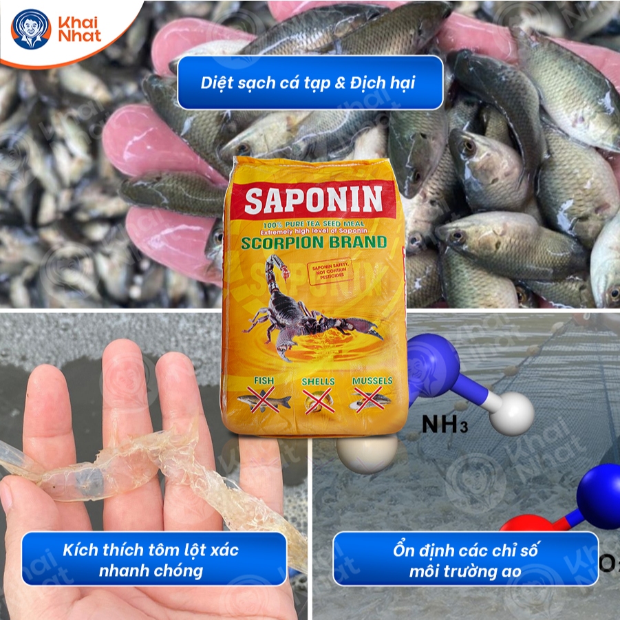 Saponin diệt cá tạp - Saponin Scorpion (10kg/bao) - Diệt cá tạp Saponin dùng trong thủy sản