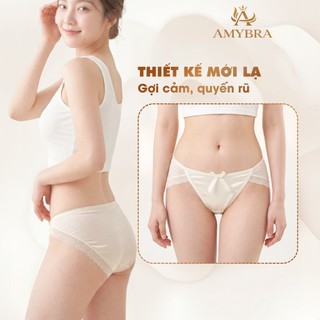 Quần Lót Nữ Ren Mềm Thoáng Mát – Quần Chip Nữ Cạp Vừa Không Viền Co Giãn Tốt AMYBRA L8836