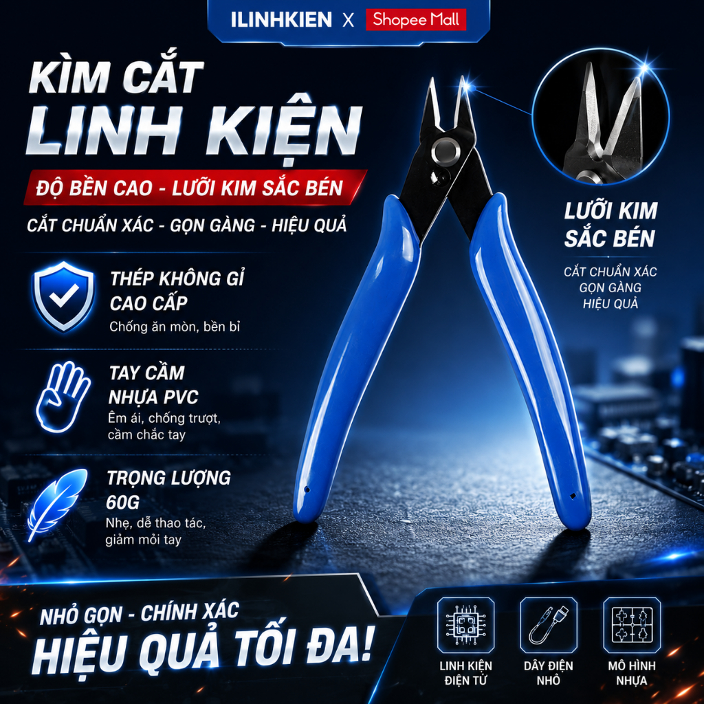 Kìm cắt chân linh kiện chính hãng đảm bảo chất lượng ilinhkien.