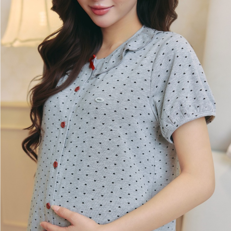 Bộ Đồ Ngủ Cotton 4 Chiều Co Giãn Thoải Mát, Bộ Mặc Nhà DOTTIE Cho Bầu Và Sau Sinh Cổ Bèo Nữ Tính - L'AMME
