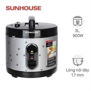 Nồi cơm nắp gài Sunhouse 3 lít SHD8305 Dung tích 3 lít, Số người ăn Trên 6 người Công suất	900W