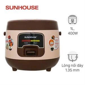Nồi cơm nắp gài Sunhouse 1 lít SHD8208C-Chính Hãng trưng bày Lòng nồi 2 lớp dày 1.35 phủ chống dính