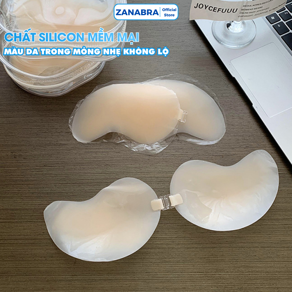 Áo dán ngực quả xoài silIcon mỏng nhẹ trong suốt, Miếng dán ngực cài trước không lộ ZANABRA D0156