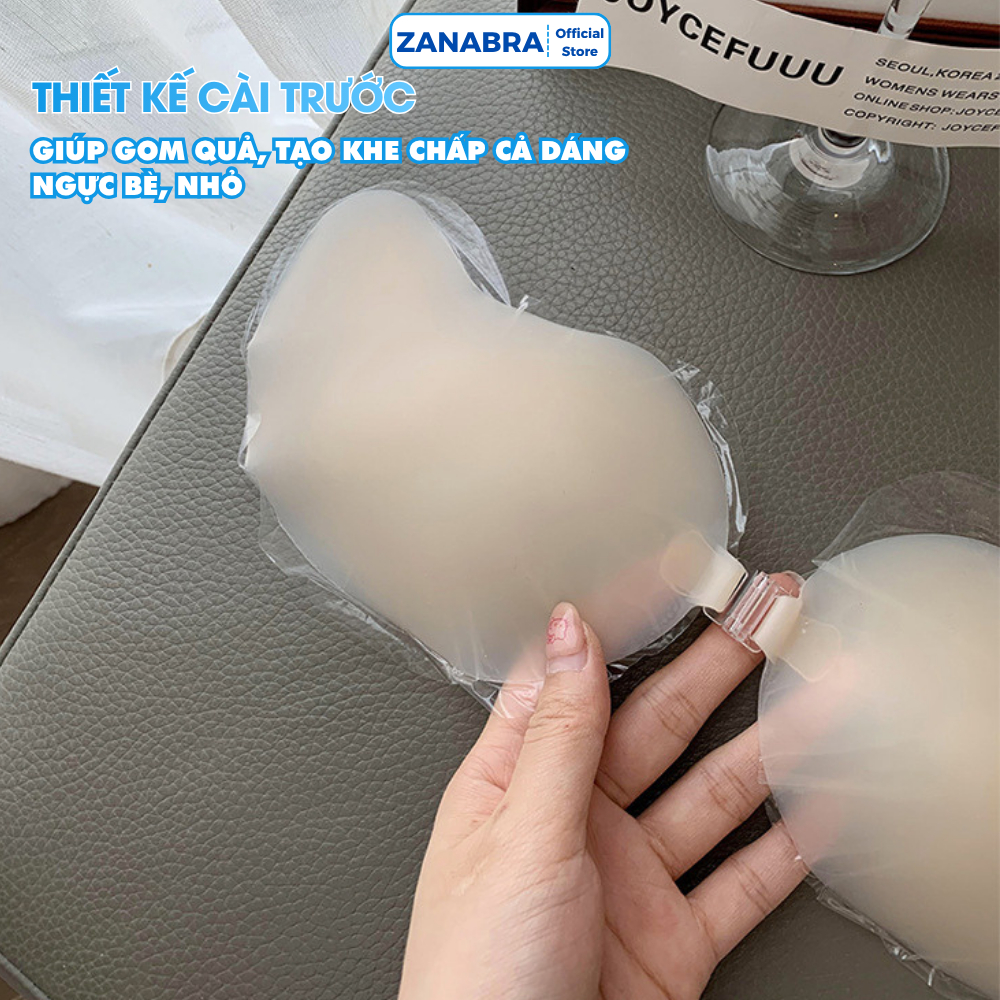 Áo dán ngực quả xoài silIcon mỏng nhẹ trong suốt, Miếng dán ngực cài trước không lộ ZANABRA D0156