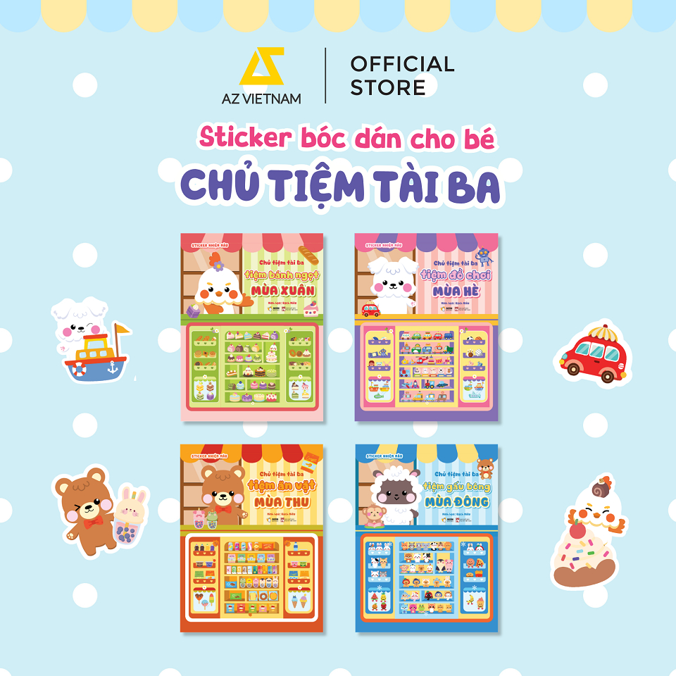 Sách Thiếu Nhi Cho Bé - Sticker Bóc Dán Cho Bé CHỦ TIỆM TÀI BA