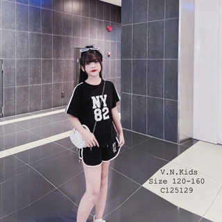 Bộ thể thao NY 82 phối viền dành cho bé gái 9-44kg.(H02)