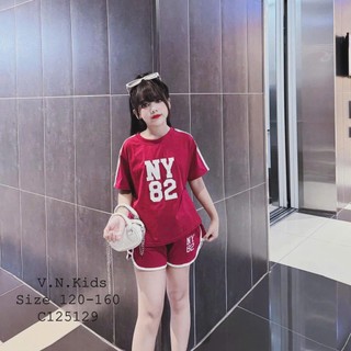 Bộ thể thao NY 82 phối viền dành cho bé gái 9-44kg.(H02)