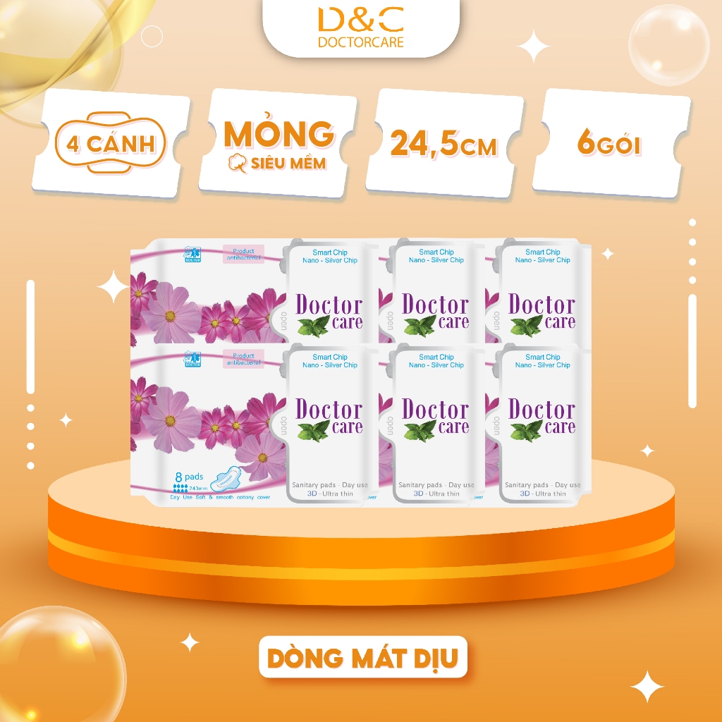 Băng vệ sinh thảo dược D&C Doctor Care ban ngày 24,5 cm Combo 6 gói