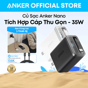 Củ sạc nhanh Anker Nano A2658 2 cổng tối đa 35W, tích hợp dây cáp USB-C có thể thu gọn
