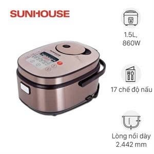 Nồi cơm điện tử Sunhouse mama 1.5 lít SHD8915-Lòng nồi chống dính 2 lớp dày 2.8 mm, nấu ăn ngon