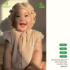 AMI0147 - Body Chip Bé Gái Cánh Tiên + Mũ Bèo Anminaza Vải Sợi Tre Mềm Mại