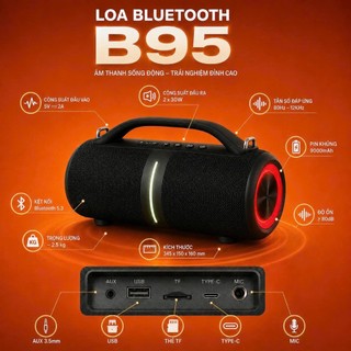 🔈Loa Bluetooth BKK B95 công suất kép 60W, Bass ĐẬP CĂNG, âm thanh đầm chắc, kết nối đa dạng, Mic 6.5