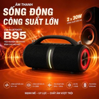🔈Loa Bluetooth BKK B95 công suất kép 60W, Bass ĐẬP CĂNG, âm thanh đầm chắc, kết nối đa dạng, Mic 6.5