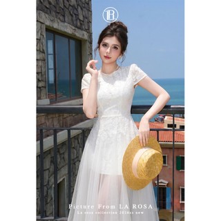 Váy Maxi Tiệc Cao Cấp LA ROSA Chất Ren Hoa Phối Lưới Cao Cấp Tôn Dáng Sang Chảnh T470-SX