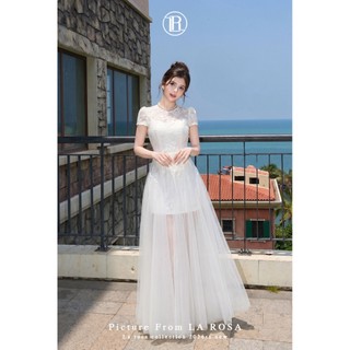 Váy Maxi Tiệc Cao Cấp LA ROSA Chất Ren Hoa Phối Lưới Cao Cấp Tôn Dáng Sang Chảnh T470-SX
