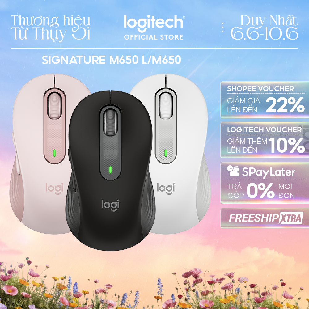 Chuột không dây bluetooth Logitech Signature M650 - SmartWheel, giảm ồn, tùy chỉnh các nút