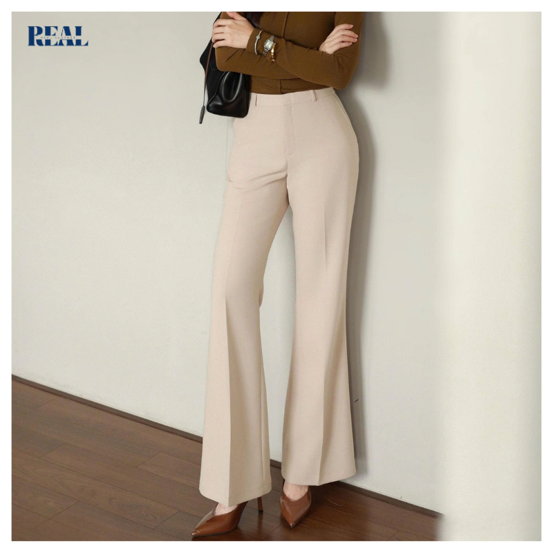 Quần công sở ống loe Cindy REAL CLOTHES (tổng hợp màu), vải Tuyết Hàn cao cấp