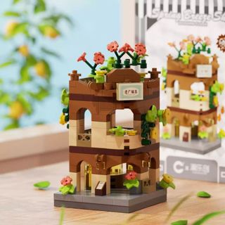 Mô Hình Nhà Hai Tầng Mini Lắp Ghép Hoa Trang Trí HT Toys