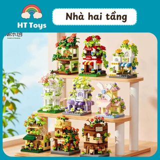 Mô Hình Nhà Hai Tầng Mini Lắp Ghép Hoa Trang Trí HT Toys