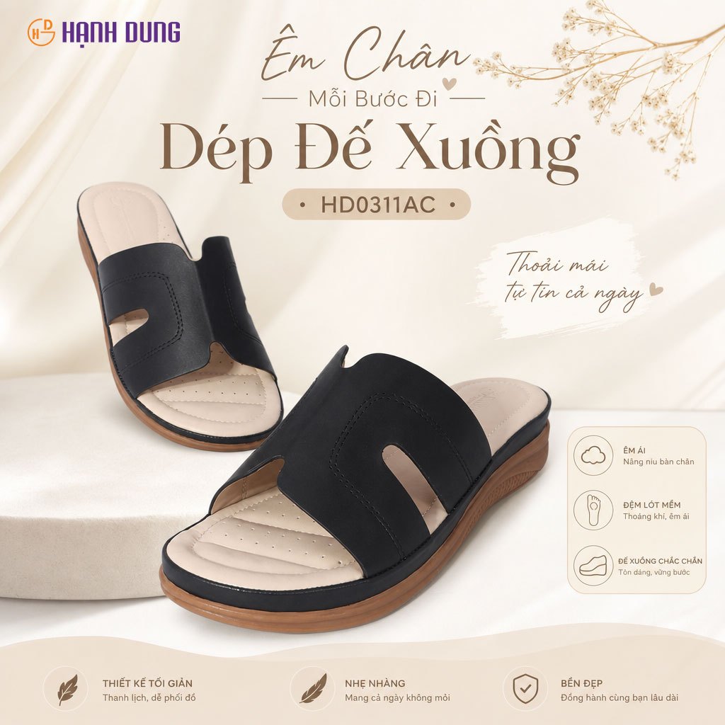 Dép Đế Xuồng Hạnh Dung Quai Chữ H HD0311AC