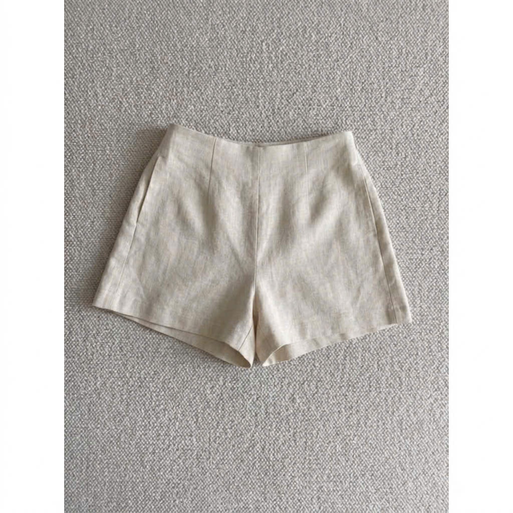 𝗧𝘂𝘁𝗶 - Quần short Linen 2 lớp cạp nửa chun