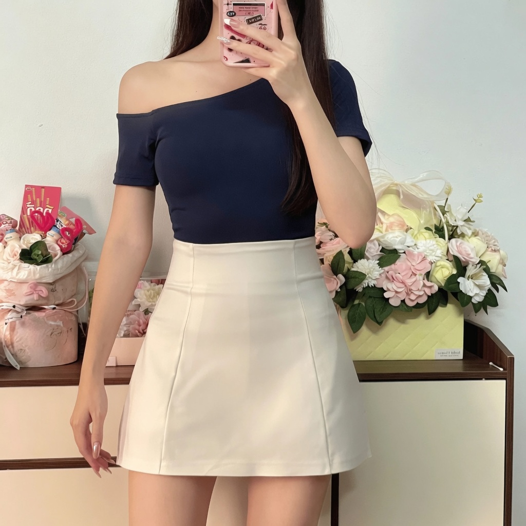 Chân Váy Chữ A Cạp Cao Kaki Co Giãn Có Quần Bảo Hộ Bigsize Nữ Che Bụng Tôn Dáng - Pena House 275