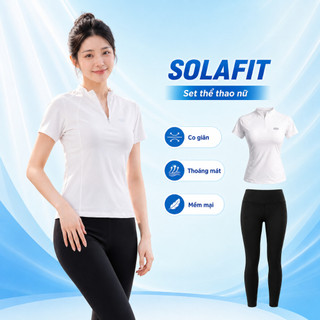 Bộ thể thao nữ cao cấp áo tập gym tay ngắn quần legging ôm body co giãn thoáng khí solaFit 2235