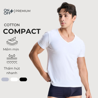 Áo thun nam cổ tim sâu V-NECK cotton compact ONOFF Extra mềm mịn co giãn 4 chiều  - 18IS25A496