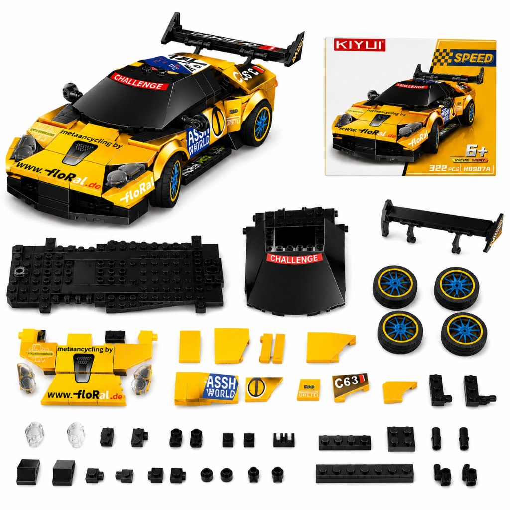 Đồ Chơi Lắp Ráp Xe Đua 322 Mảnh Xe Thể Thao Racing Sport Đồ Chơi STEM Quà Tặng Cho Bé