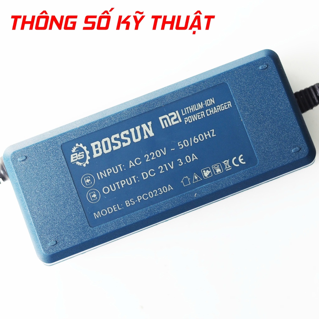 Bộ Sạc Kép BOSSUN BS-PC0230A 21V 3A – Sạc Nhanh 2 Pin Cùng Lúc, Tích Hợp Quạt Làm Mát, Dùng Cho Pin Máy Khoan & Máy Bulo