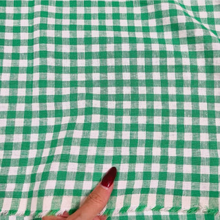 Vải Linen Bột Xanh Hoạ Tiết Caro Nhí Mềm Rũ Khổ 1m40