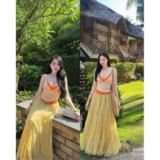 QCL1 A6031/Cv #138 Áo 2s 2 lớp mix màu phối ren lưới mix cvay dài siêu hot siêu đẹp chuẩn vibe hè (Freesize)
