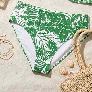 Lẻ quần bơi, quần bikini đi biển nữ hạo tiết lá xanh nhiệt đới hàng xuất dư xịn
