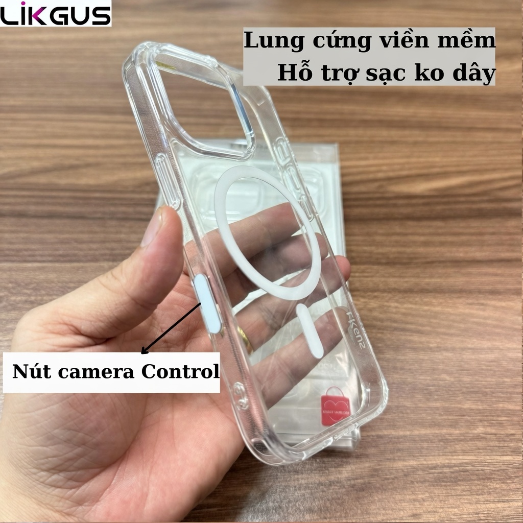 [Chính Hãng] Ốp Lưng Likgus Ai LinMag iPhone 16/17 Pro Max - Trong Suốt Chống Ố Vàng, Nút Camera Control, Magnetic