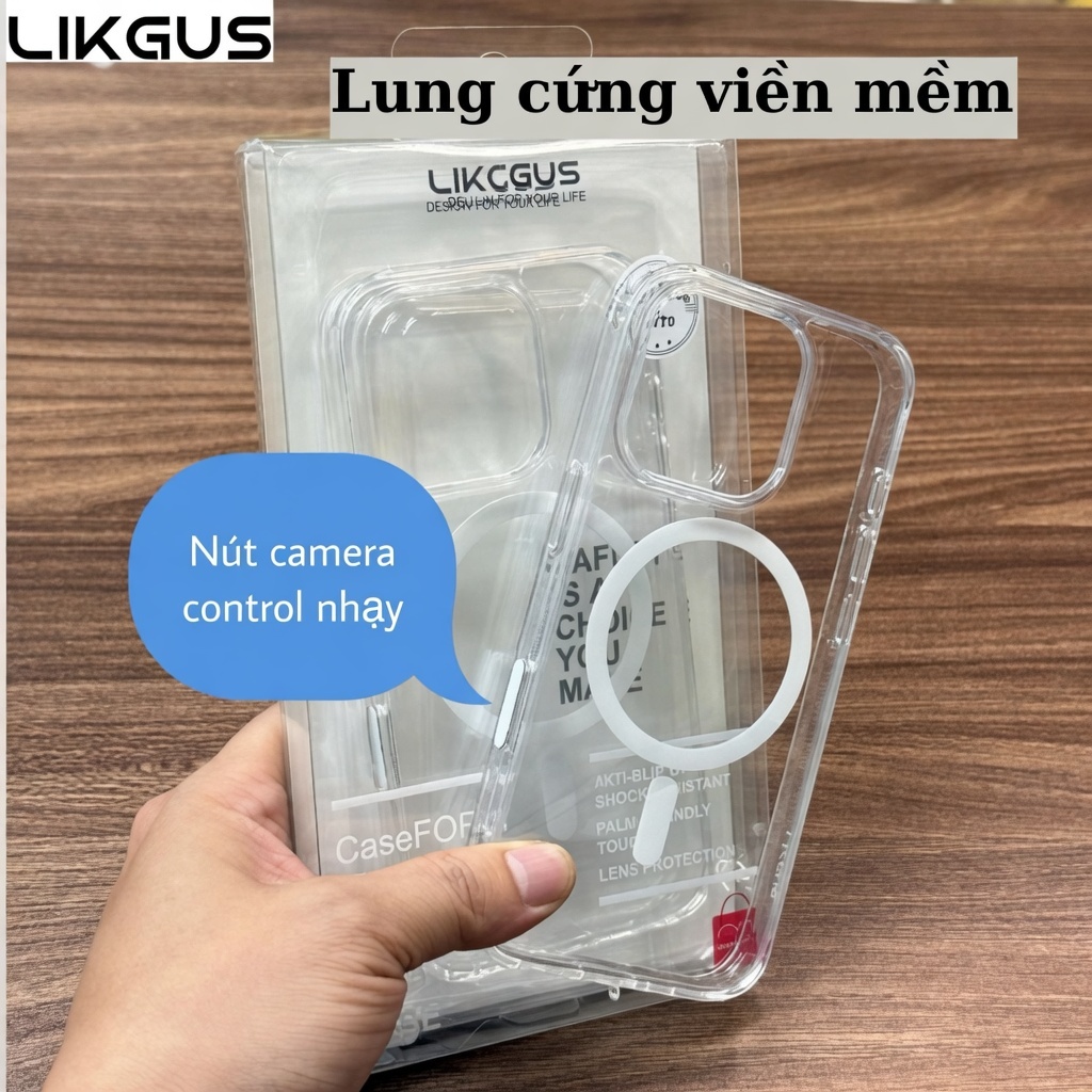 [Chính Hãng] Ốp Lưng Likgus Ai LinMag iPhone 16/17 Pro Max - Trong Suốt Chống Ố Vàng, Nút Camera Control, Magnetic