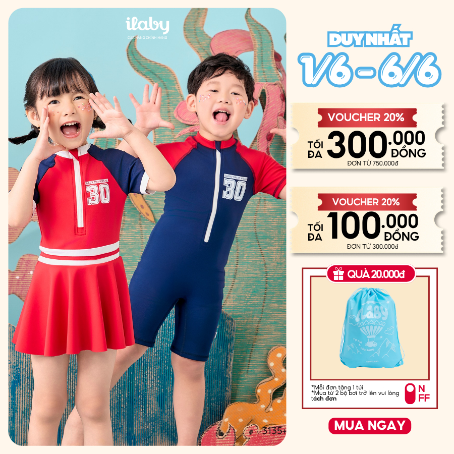[ILABY 9-38kg] Đồ bơi bé trai, đồ bơi cộc tay quần đùi chất liệu thun lạnh chống nước [3136]