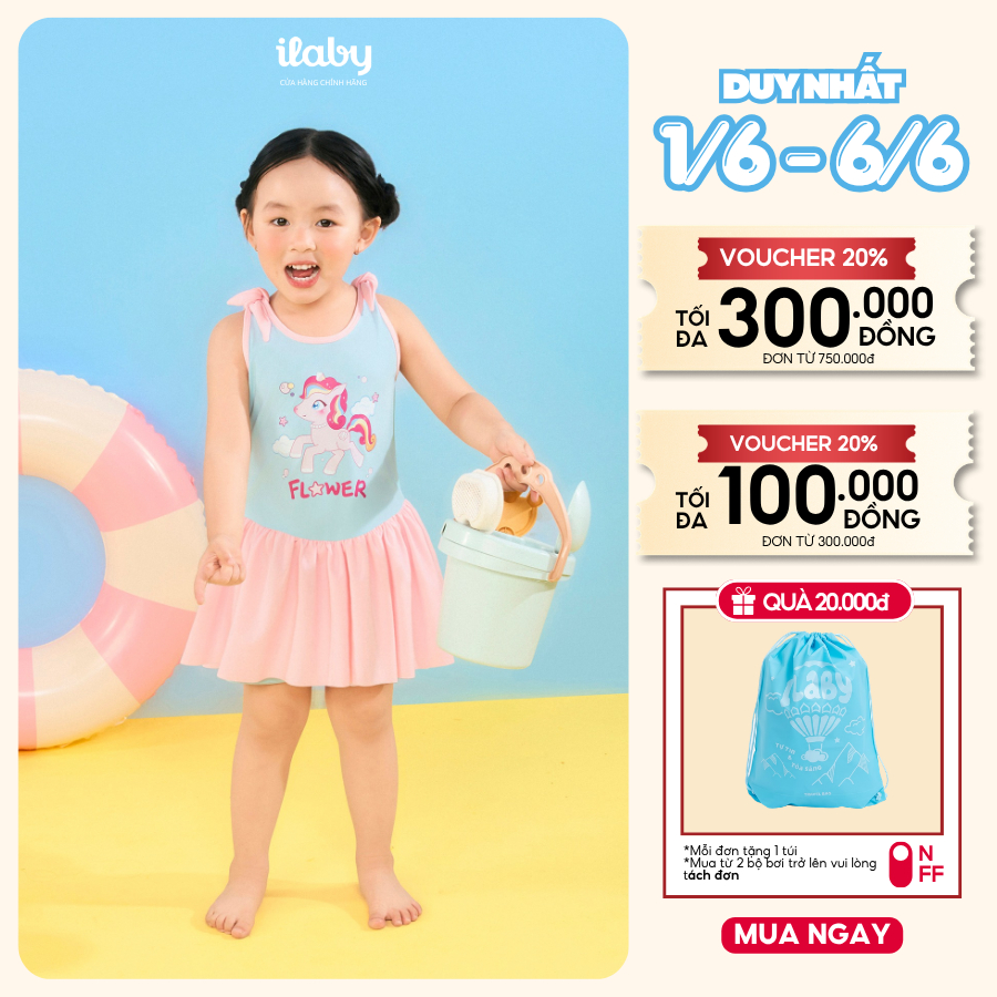 [ILABY 10-43kg] Váy bơi bé gái đồ bơi bé gái dáng váy pony xinh xắn chất thun cao cấp [4022]