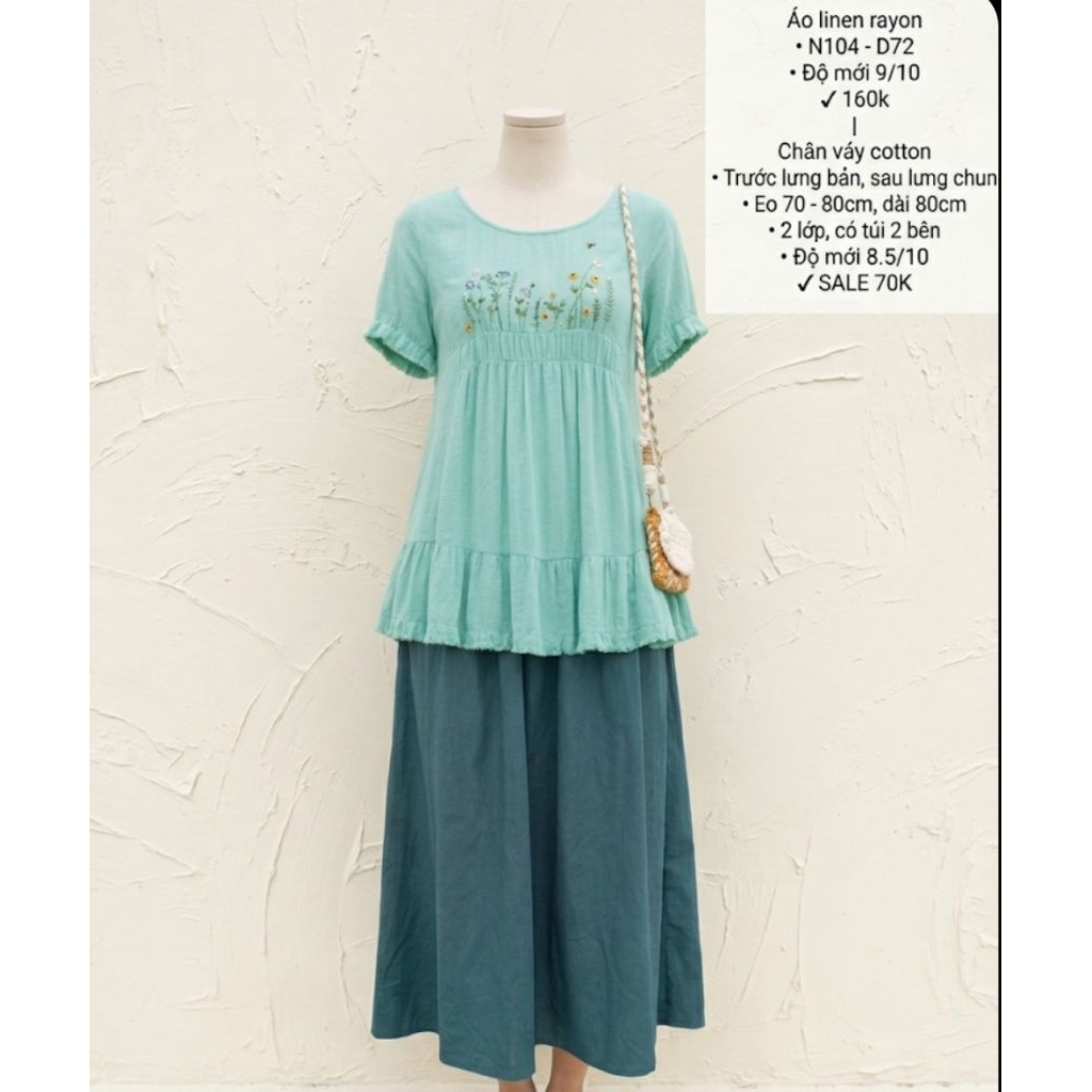 ÁO LINEN THÊU VƯỜN HOA 2HAND NHẬT
