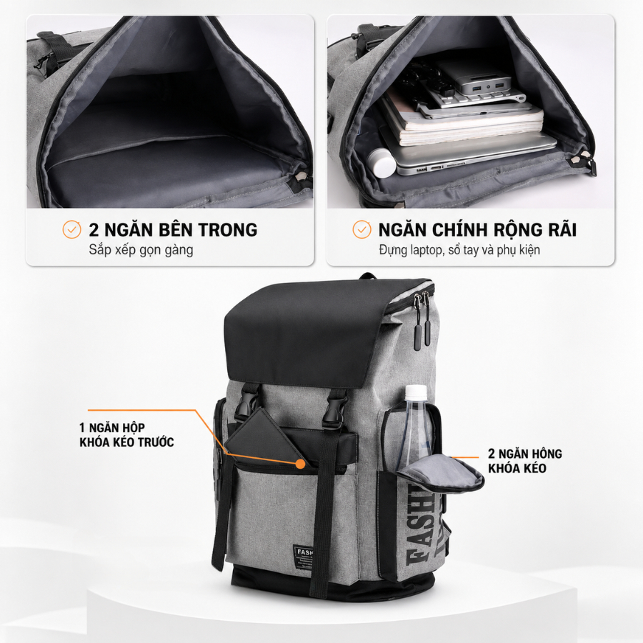 Balo Unisex Size Lớn Chống Nước, ba lô cỡ lớn đa năng đi học đi du lịch MINTAS BACKPACK